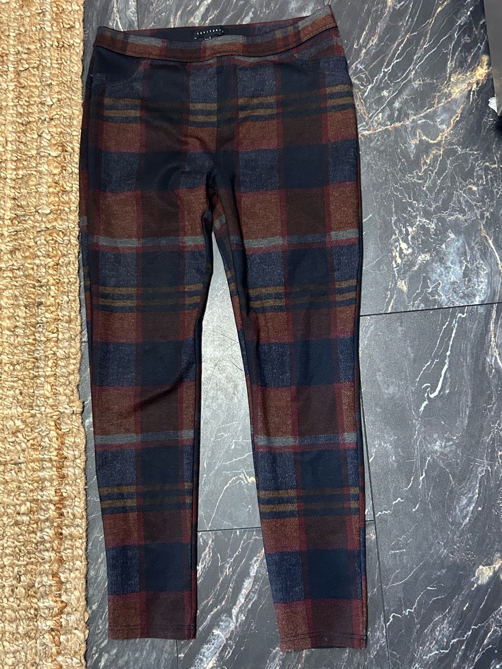 Sanctuary Plaid Pants in Navy & Brown